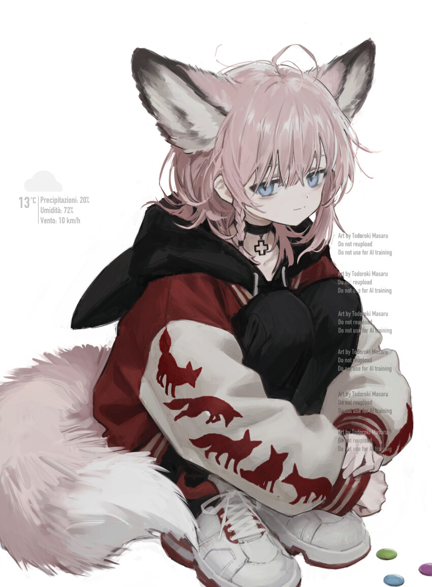 1girl, absurdres, animal_ears, arknights, bags_under_eyes, black_choker, black_pants, blue_eyes