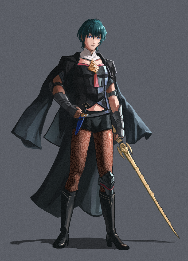 1boy, black_boots, black_cape, black_shorts, blue_eyes, bodice, boots, brown_pantyhose