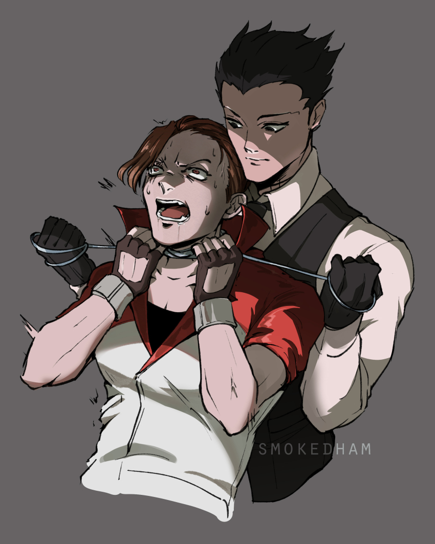 2boys, absurdres, ace_attorney, formal_clothes, gloves, hamu_(smokedham), highres, matt_engarde