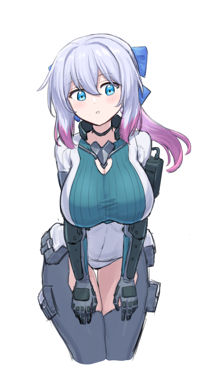 1girl, blue_bow, blue_eyes, bow, breasts, choker, cropped_legs, dolls_nest