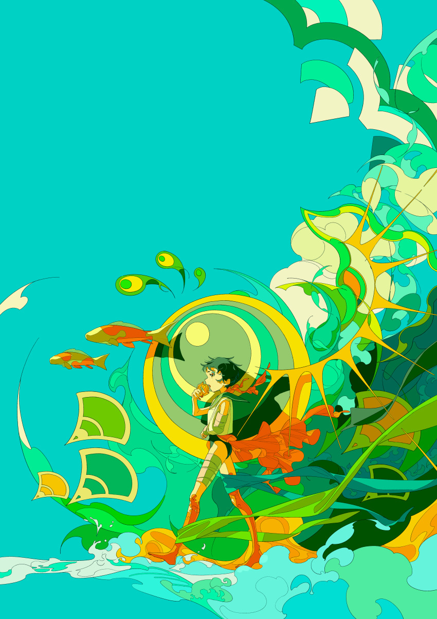 1girl, absurdres, arm_sling, black_hair, blue_sky, children's_day, cloud, commentary_request