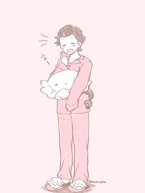 1girl, animal_slippers, blush, classicaloid, closed_eyes, full_body, hair_ornament, hairclip