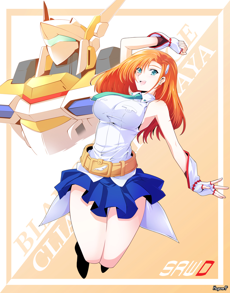 1girl, banpresto, bare_shoulders, belt, blanche_neige_(mecha), blanche_niege, blue_eyes, breasts