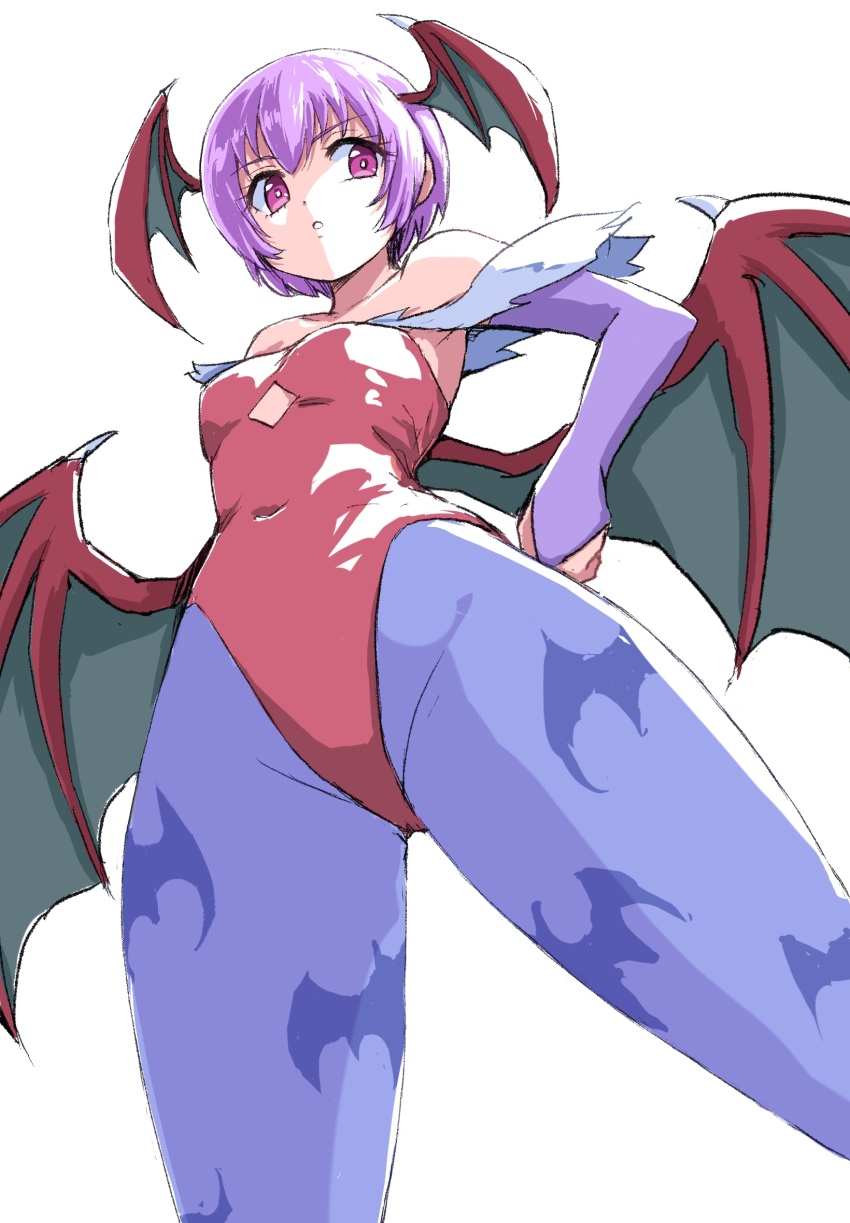 1girl, animal_print, bat_print, bat_wings, breasts, bridal_gauntlets, commentary, covered_navel