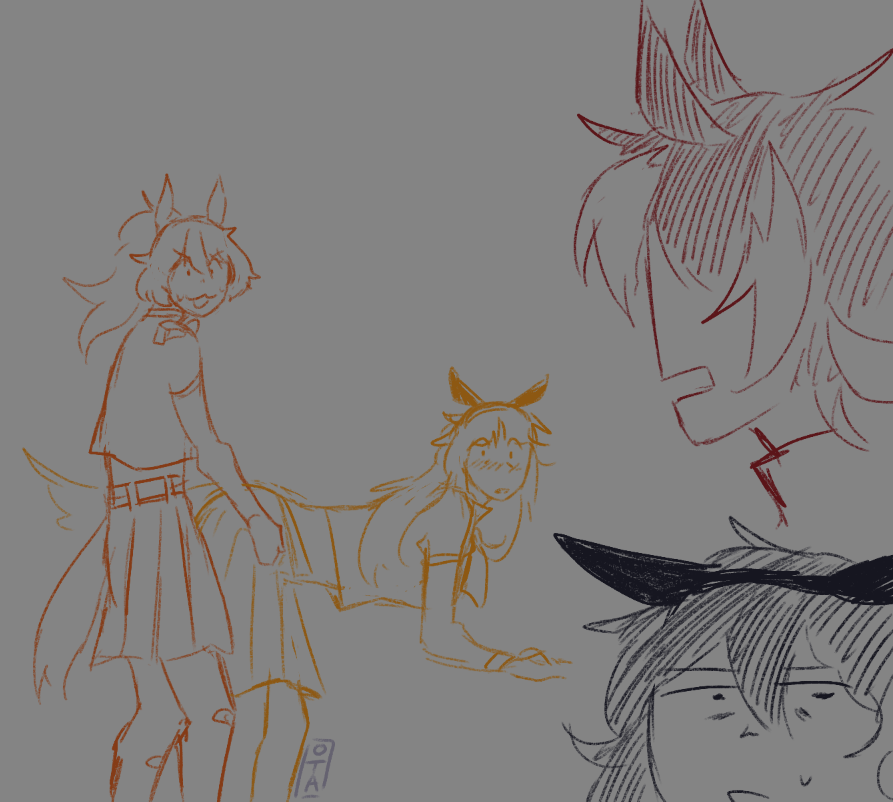 :3, animal_ears, bandaid, bandaid_on_leg, belt, blush, caught, door_knob_(horse_race_tests)