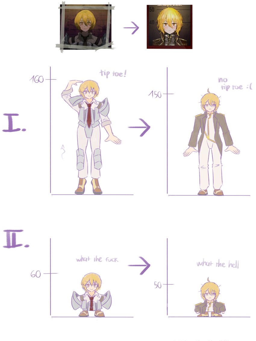 absurdres, ahoge, armor, blonde_hair, boots, brown_jacket, collared_shirt, commentary