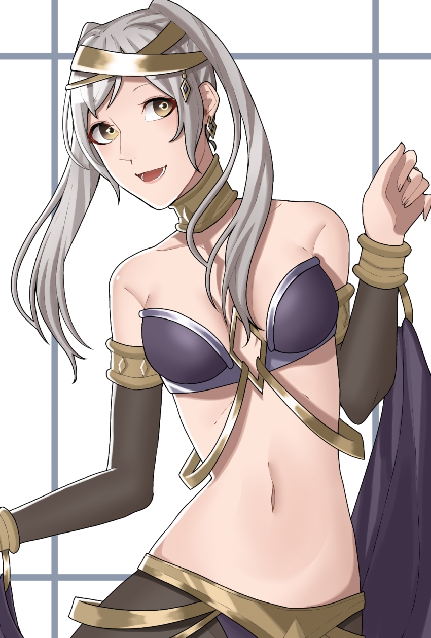 1girl, alternate_costume, ao_saryaruhu, armlet, armpit_crease, belly_dancer, bra, bracelet