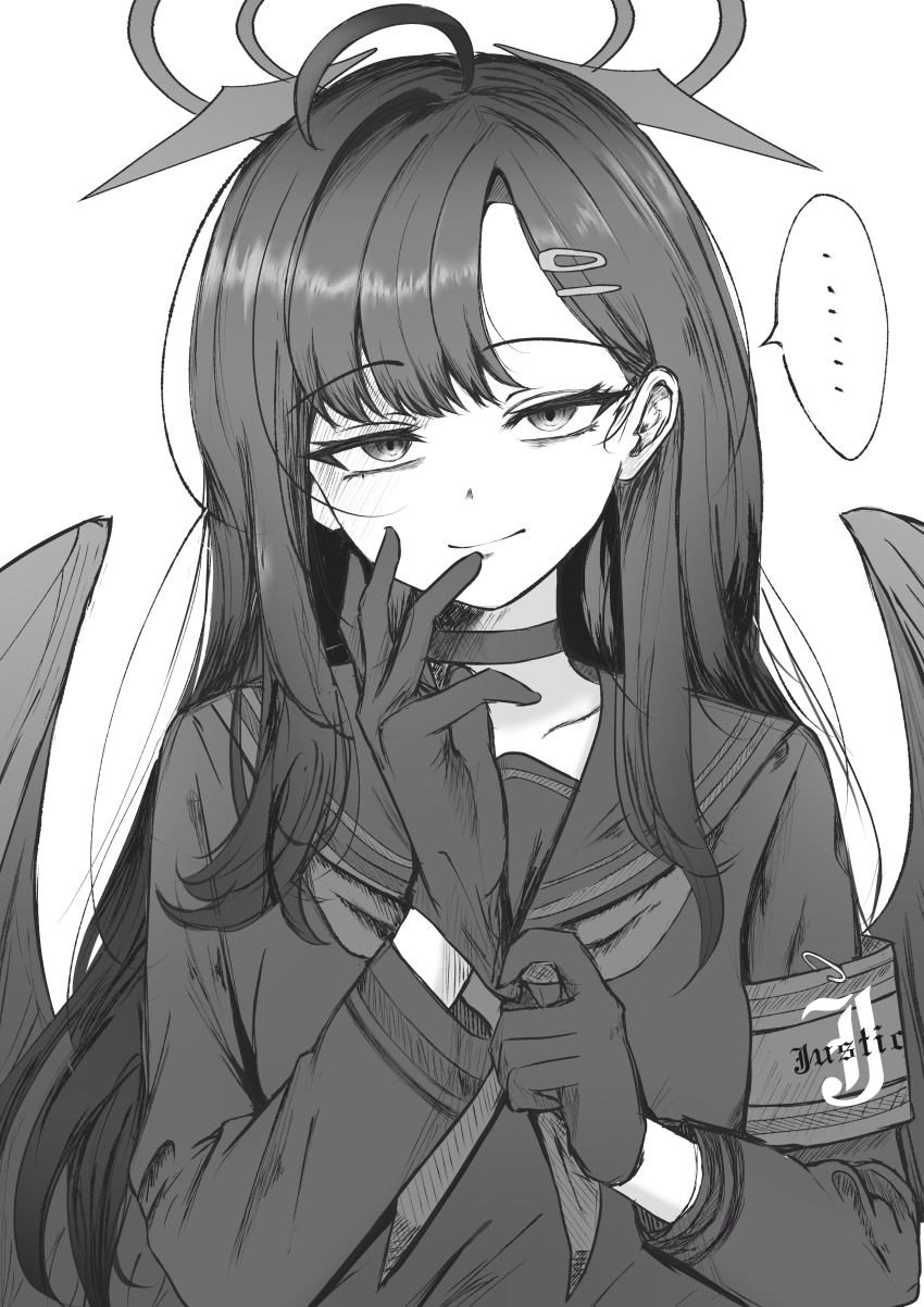 ..., absurdres, ahoge, armband, blue_archive, choker, closed_mouth, commentary_request