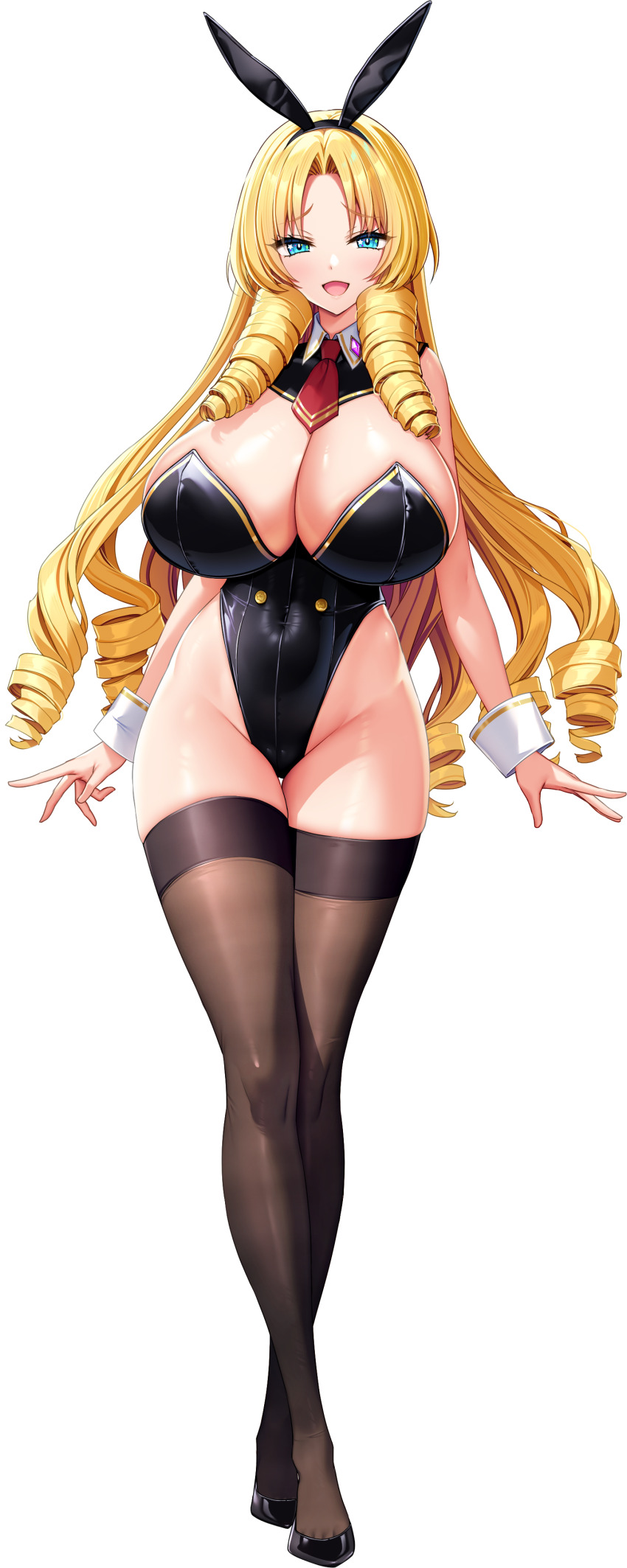 1girl, absurdres, animal_ear_hairband, animal_ears, arms_at_sides, black_hairband, black_leotard, black_shoes