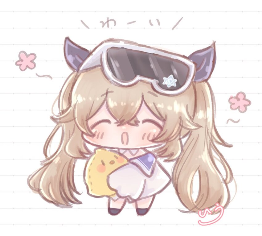 1girl, azur_lane, black_ribbon, black_shoes, chibi, chibi_only, closed_eyes, dress