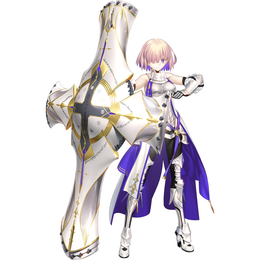 1girl, armor, armored_boots, bare_shoulders, boobplate, boots, bracer, breastplate