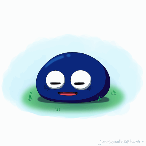 animated, animated_gif, blue_skin, blush_stickers, colored_skin, gooey_(kirby), grass, junebird24