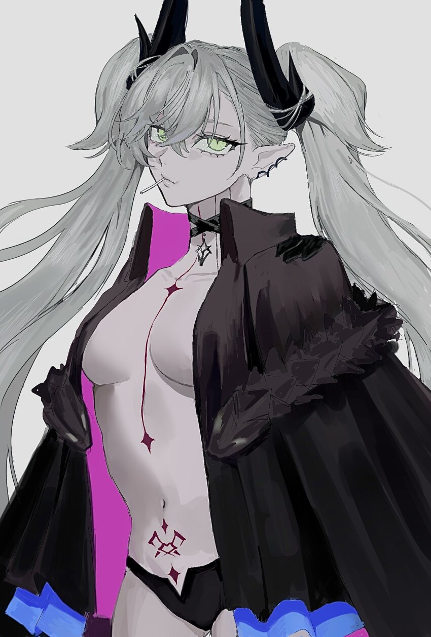 1girl, black_jacket, black_panties, candy, choker, fate/grand_order, fate_(series), food