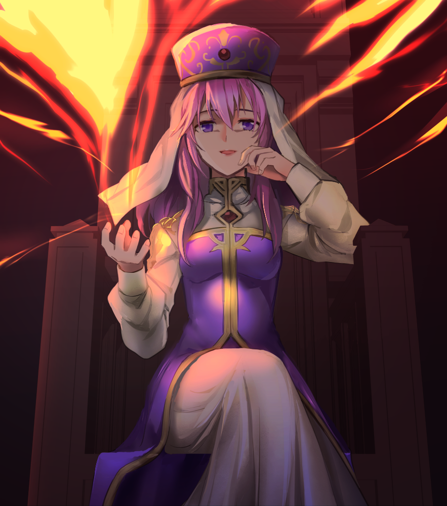1girl, breasts, dress, eremiya_(fire_emblem), fire_emblem, fire_emblem:_new_mystery_of_the_emblem, hat, long_hair