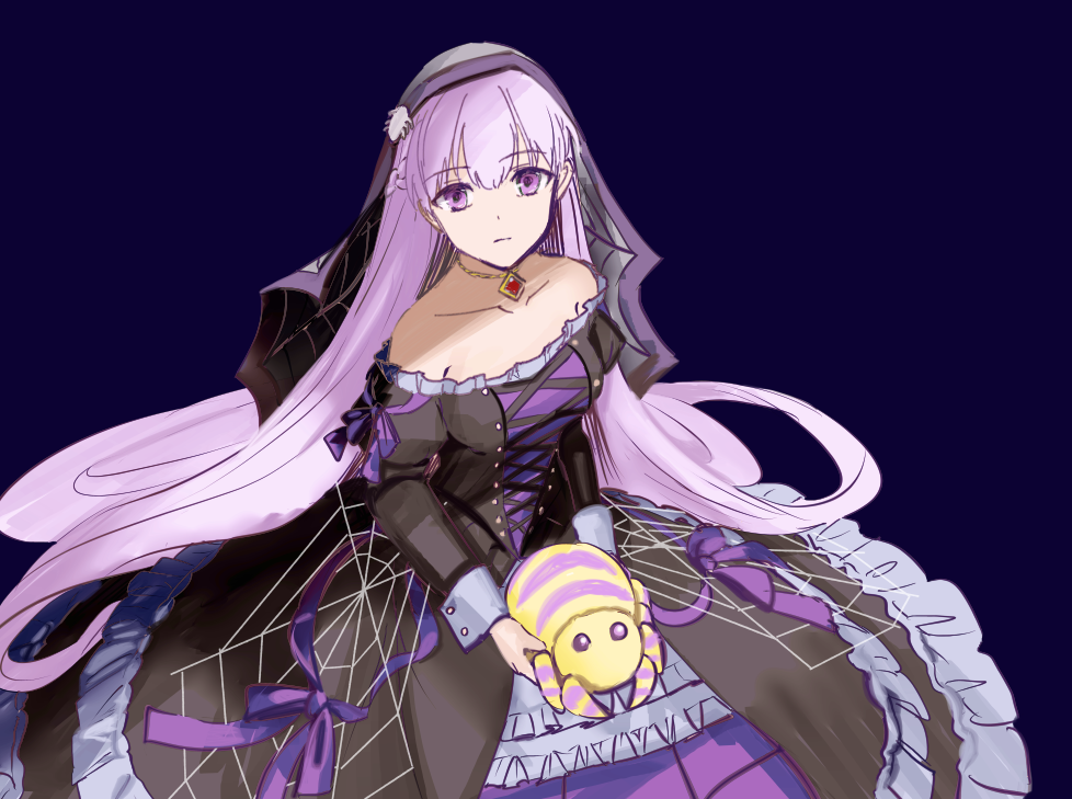 1girl, absurdly_long_hair, bare_shoulders, black_dress, breasts, collarbone, dress, fire_emblem