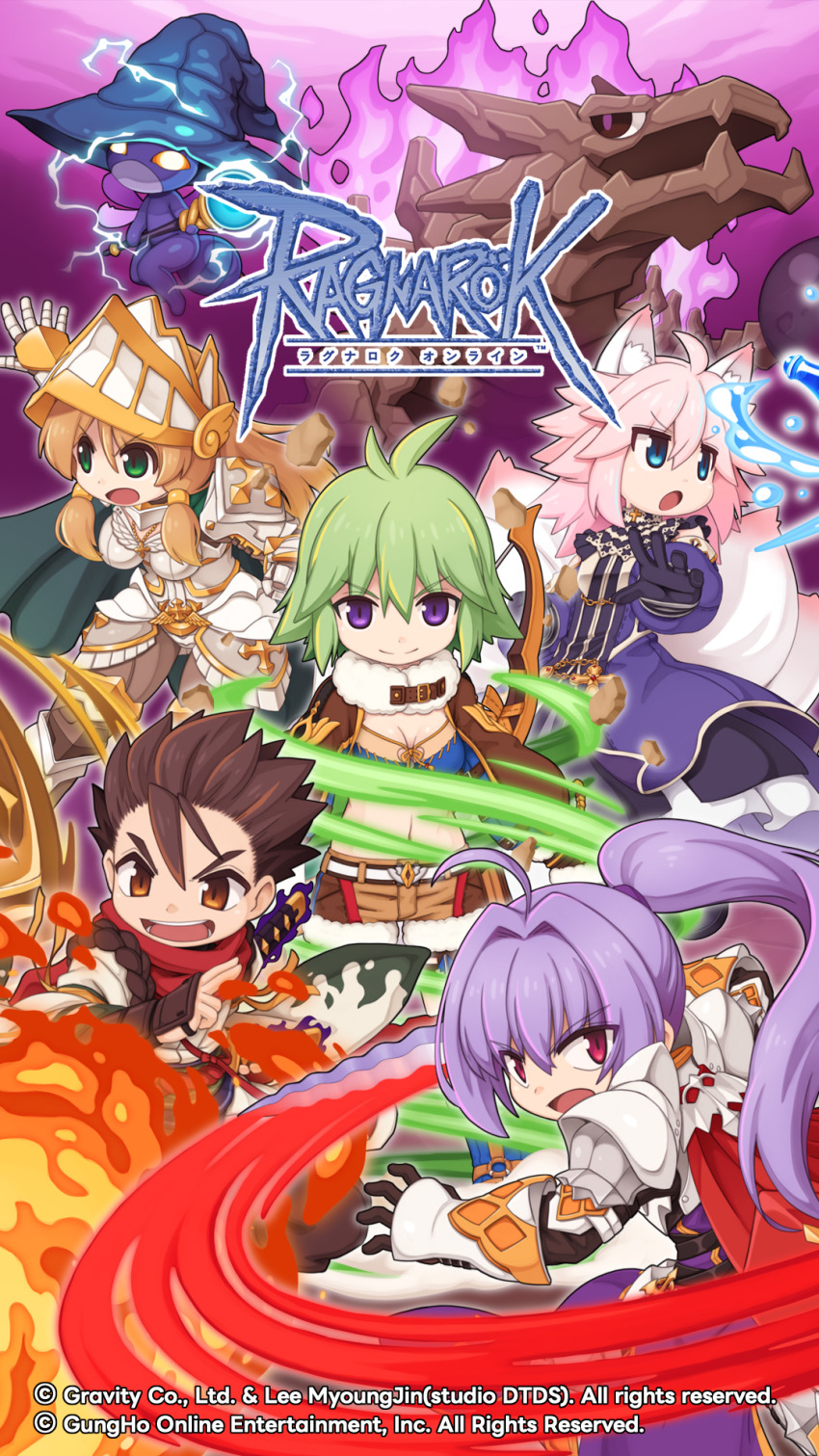 1boy, 4girls, ahoge, antenna_hair, armor, black_gloves, blue_eyes, blue_shirt