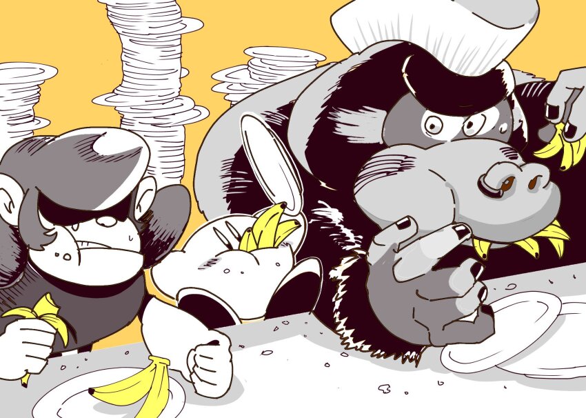 banana, bonkers, eating, face_piercing, food, food_in_mouth, fruit, furry