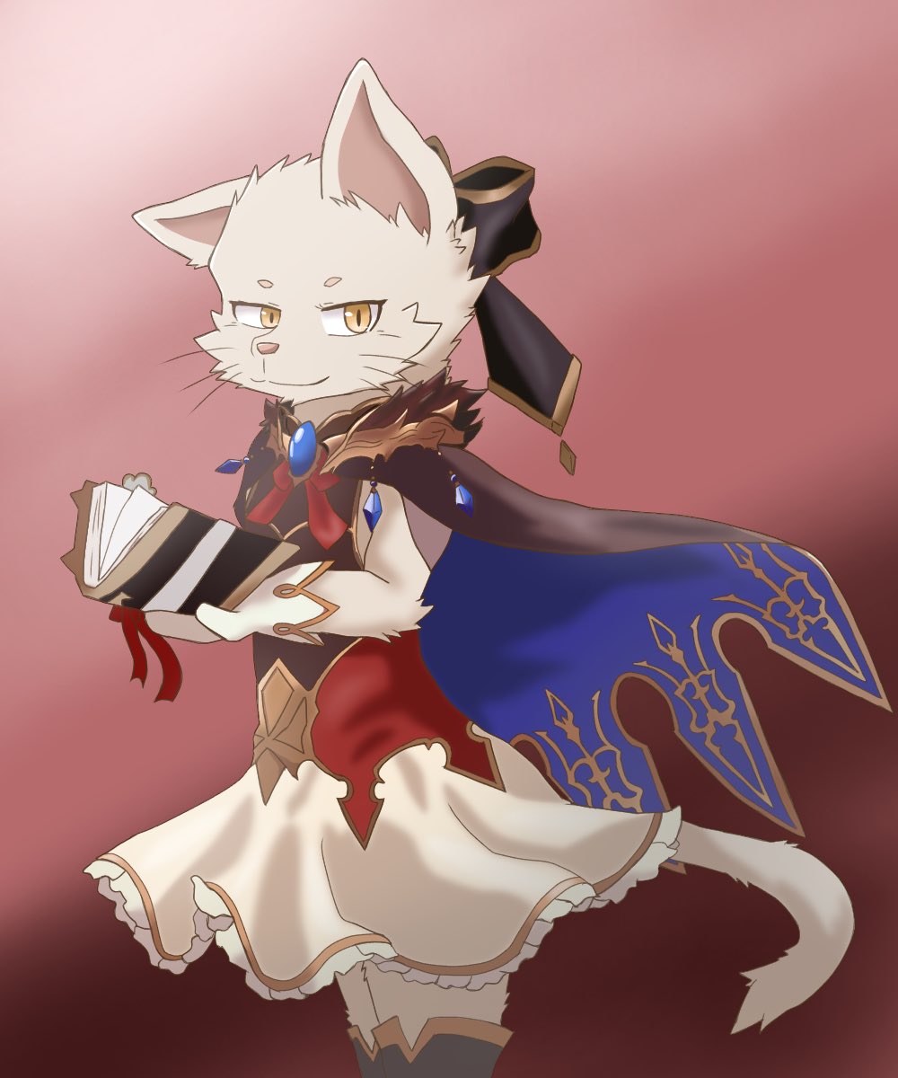 1girl, black_boots, black_cape, blue_cape, book, boots, cape, cat_girl