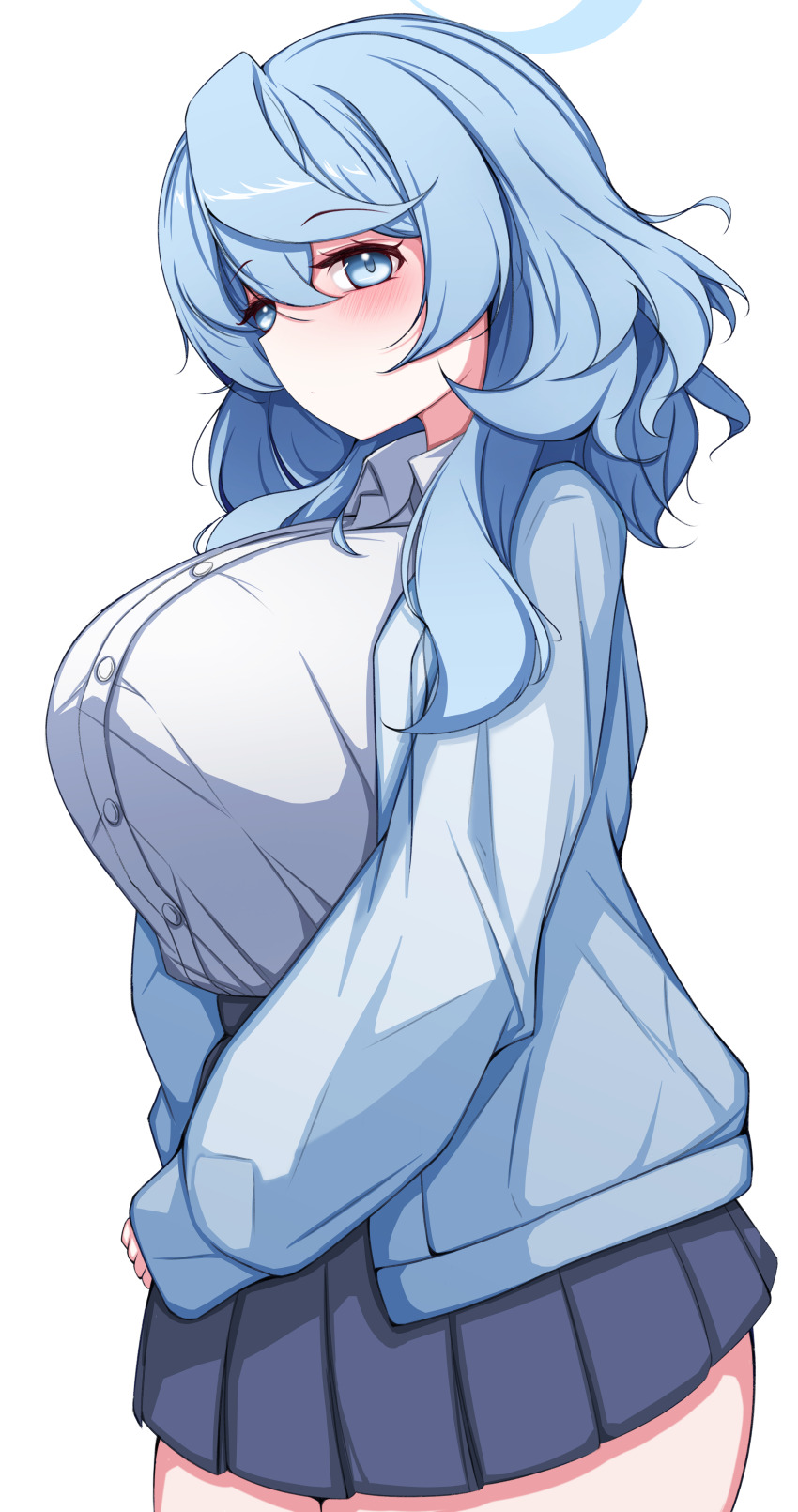 1girl, absurdres, ako_(blue_archive), alternate_costume, blue_archive, blue_eyes, blue_hair, blue_jacket