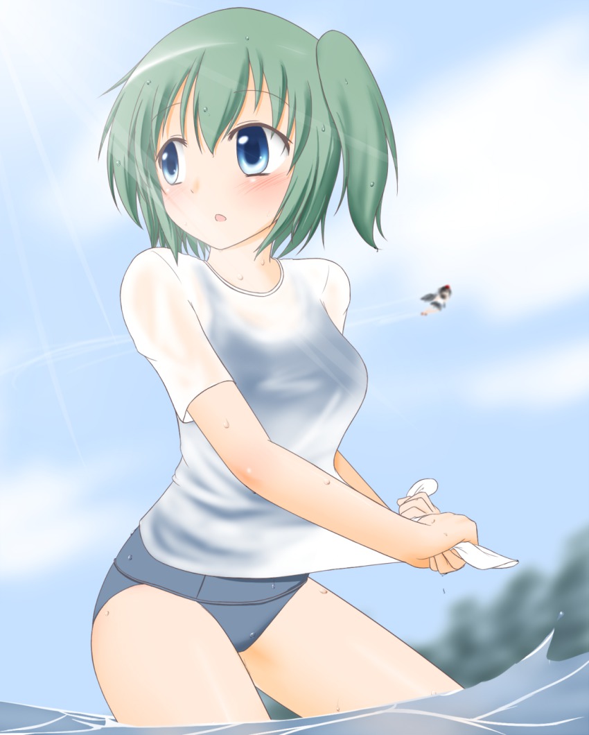 2girls, :o, blue_eyes, daiyousei, edamame_(barium), female_focus, green_hair, highres