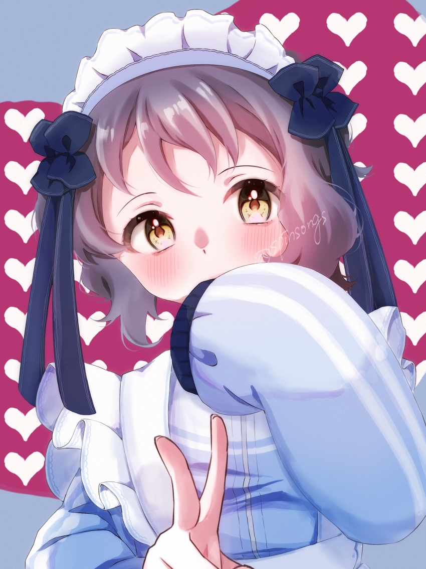 1girl, absurdres, alternate_costume, apron, blue_jacket, commentary_request, enmaided, frilled_apron