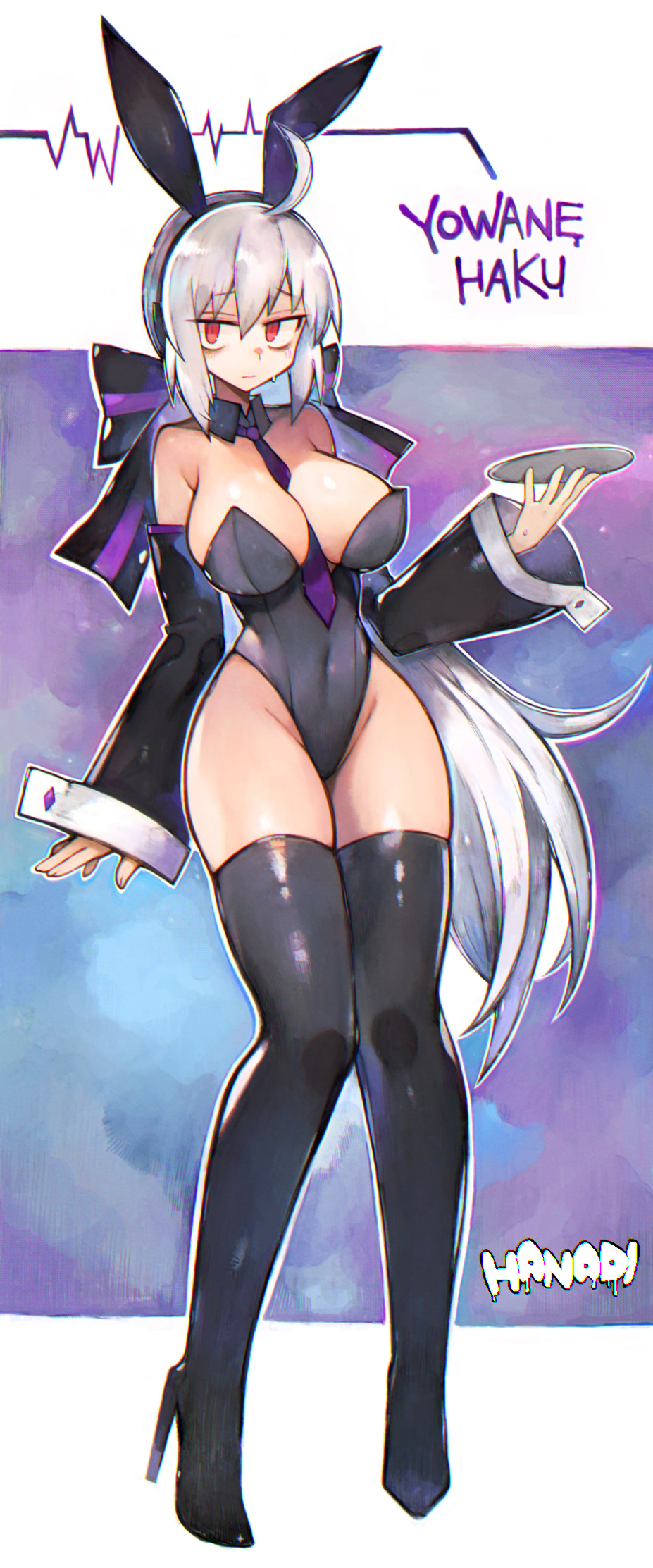 1girl, ahoge, animal_ear_hairband, animal_ears, babayaga_13lood, between_breasts, boots, bow