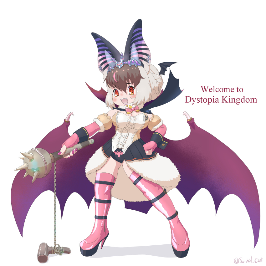 1girl, absurdres, animal_ears, bat_ears, bat_girl, bat_wings, brown_eyes, brown_hair