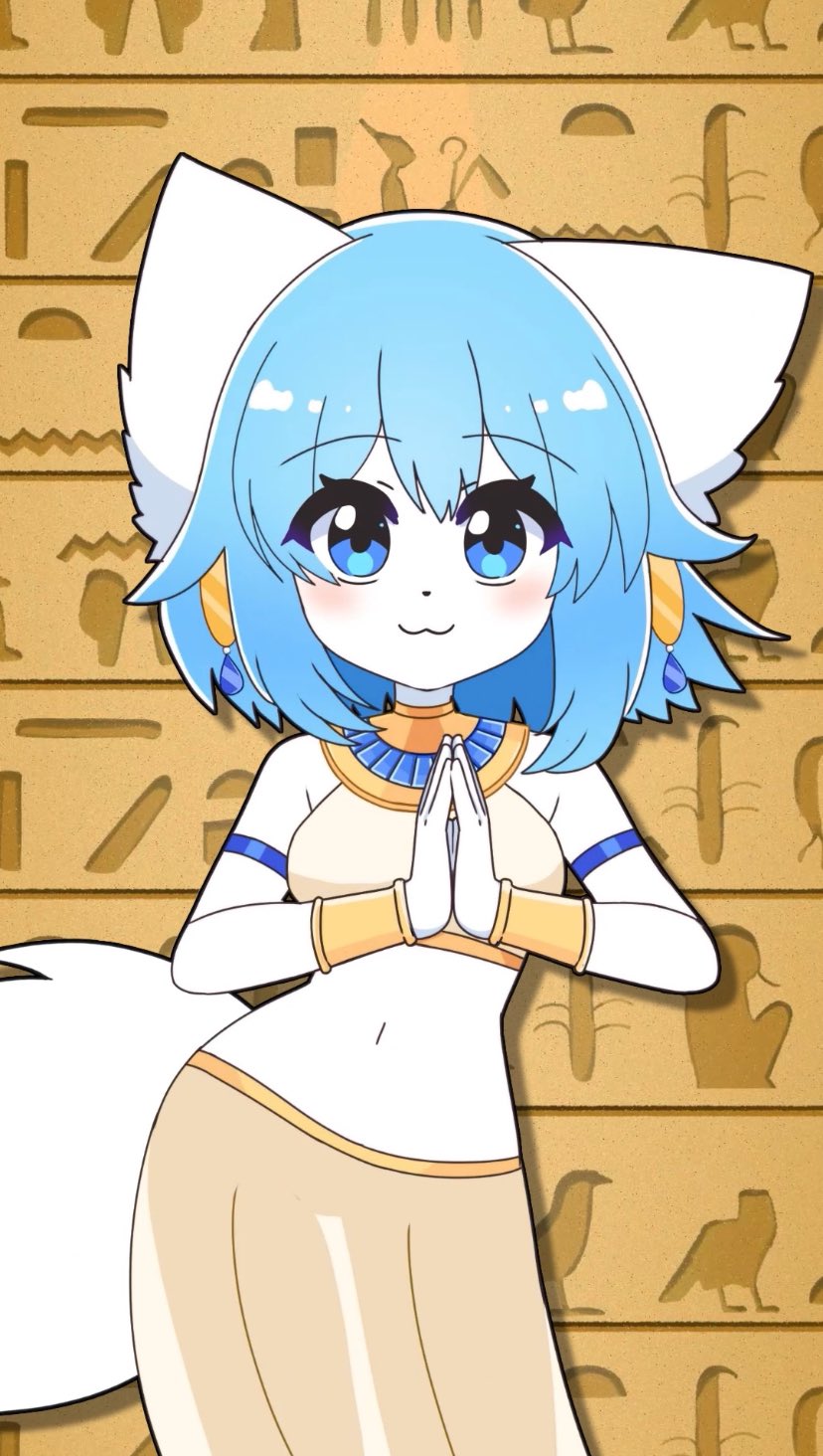 1girl, :3, alternate_costume, ancient_egyptian_clothes, animal_ear_fluff, animal_ears, armlet, blue_eyes