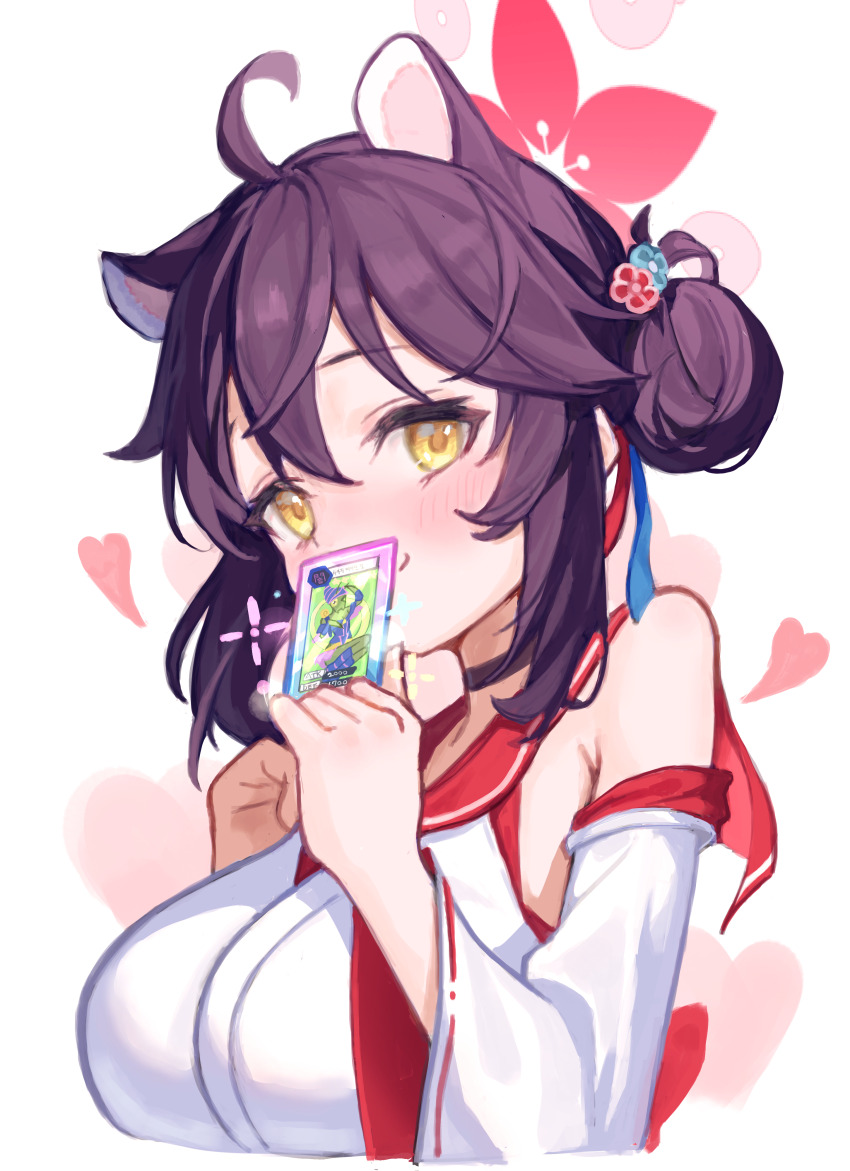 1girl, absurdres, ahoge, animal_ears, armpit_crease, black_choker, blue_archive, blush