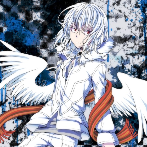 1boy, accelerator_(toaru_majutsu_no_index), fur_trim, headphones, jacket, male_focus, red_eyes, scarf