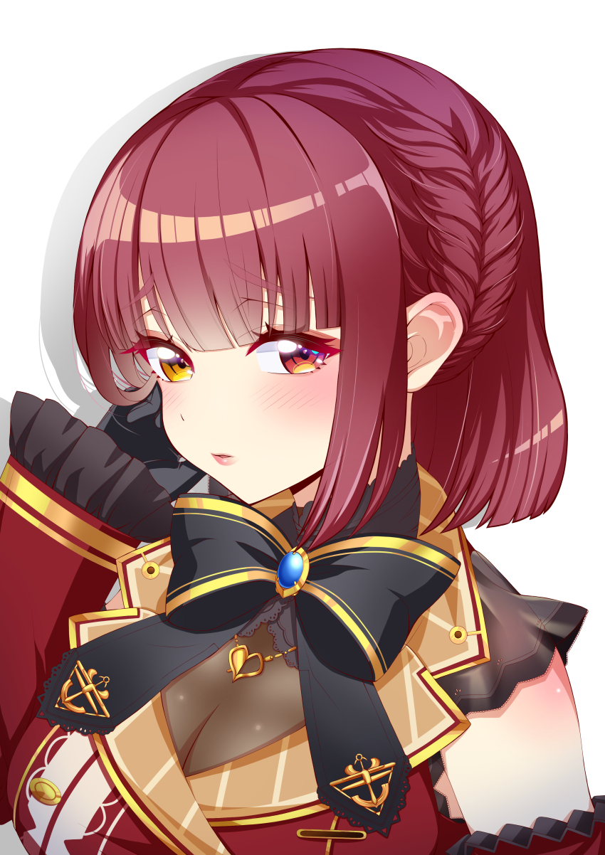 1a1acthulhu, 1girl, absurdres, alternate_hairstyle, black_bow, black_bowtie, black_gloves, bob_cut