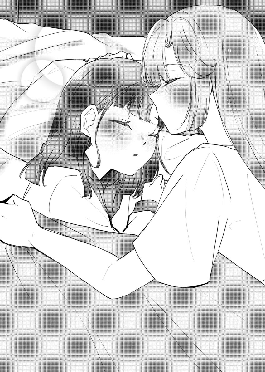 2girls, anyoji_hime, anyoji_hime_(summer_loungewear), blunt_bangs, blunt_sidelocks, commentary, curtained_hair, fanfiction_available