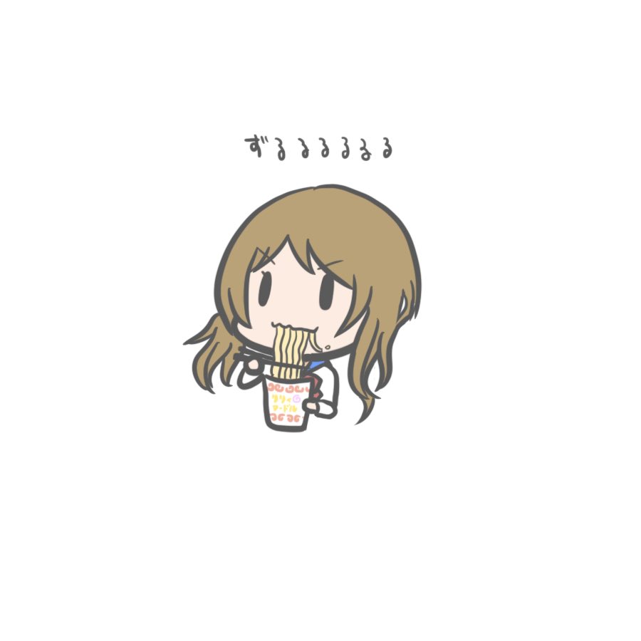 1girl, assault_lily, bow, bowtie, brown_hair, chibi, chopsticks, closed_mouth