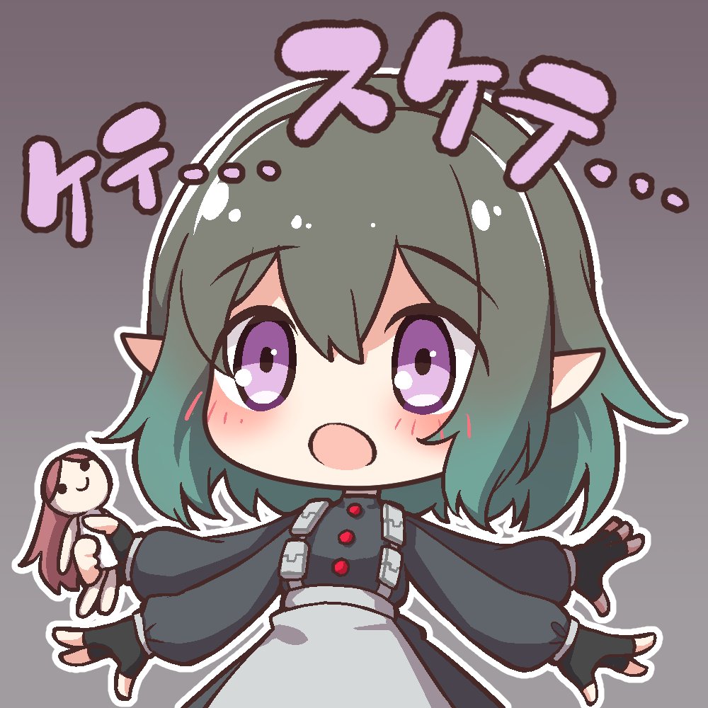 1girl, :o, apron, blush, chibi, doll, dolls_nest, elp_(dolls_nest)