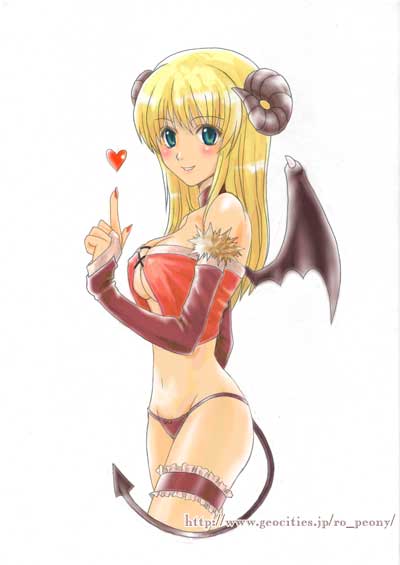 1girl, 2000s_(style), babydoll, black_wings, blonde_hair, blue_eyes, blush, breasts