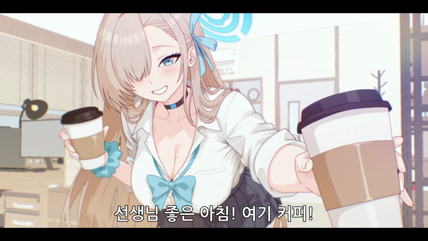 1girl, absurdres, asuna_(blue_archive), asuna_(school_uniform)_(blue_archive), black_choker, blue_archive, blue_eyes, blush