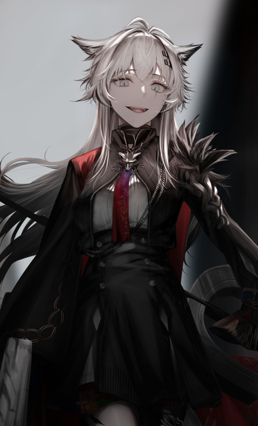 1girl, absurdres, aiguillette, amamiya_(1201hlx), animal_ear_fluff, animal_ears, arknights, black_coat