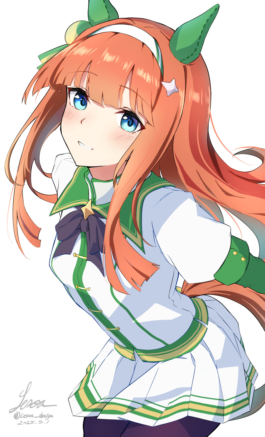 1girl, absurdres, animal_ears, black_bow, black_bowtie, black_pantyhose, blue_eyes, blunt_bangs