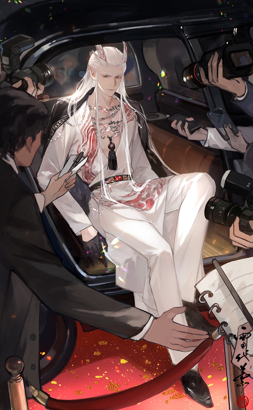 1boy, ao_guang_(nezha_zhi_motong_jiangshi), belt, black_belt, black_cape, black_gloves, black_shoes, black_suit