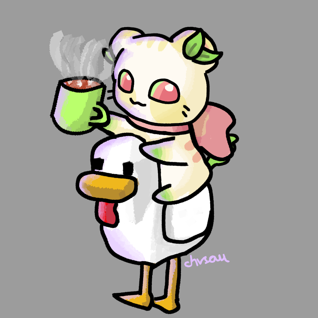 artist_name, bird, chibi, chicken, chicken_(minecraft), chicken_jockey, ferret, hot_chocolate