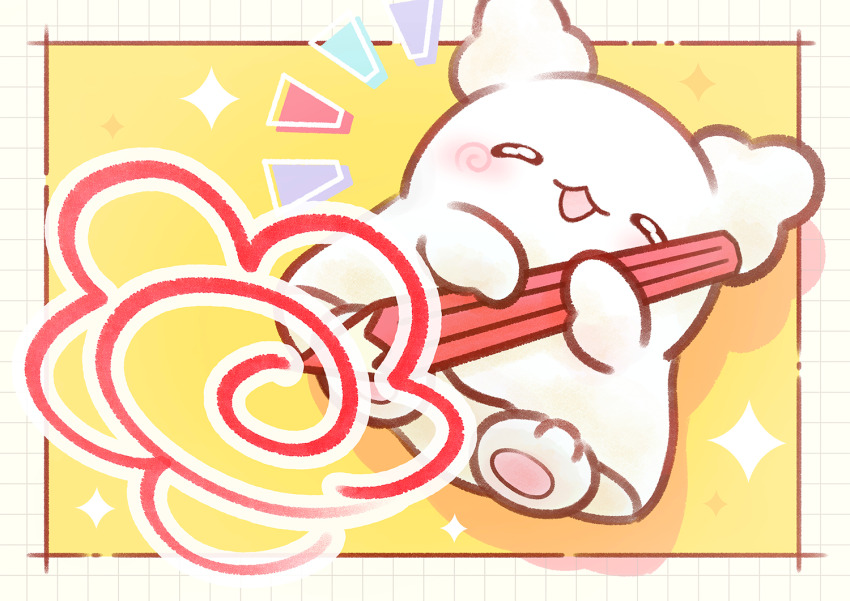 :3, animal_ears, border, closed_mouth, commentary, creature, creature_focus, drawing_(action)