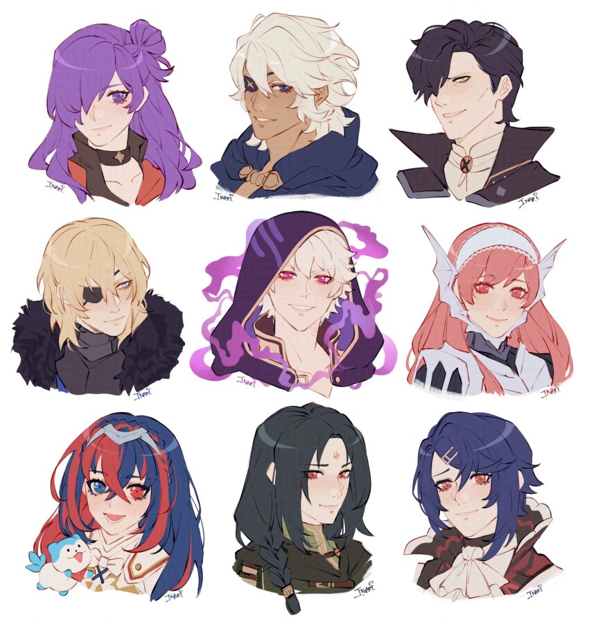 3girls, 6+boys, aimaru, alcryst_(fire_emblem), aura, black_hair, blonde_hair, blue_eyes