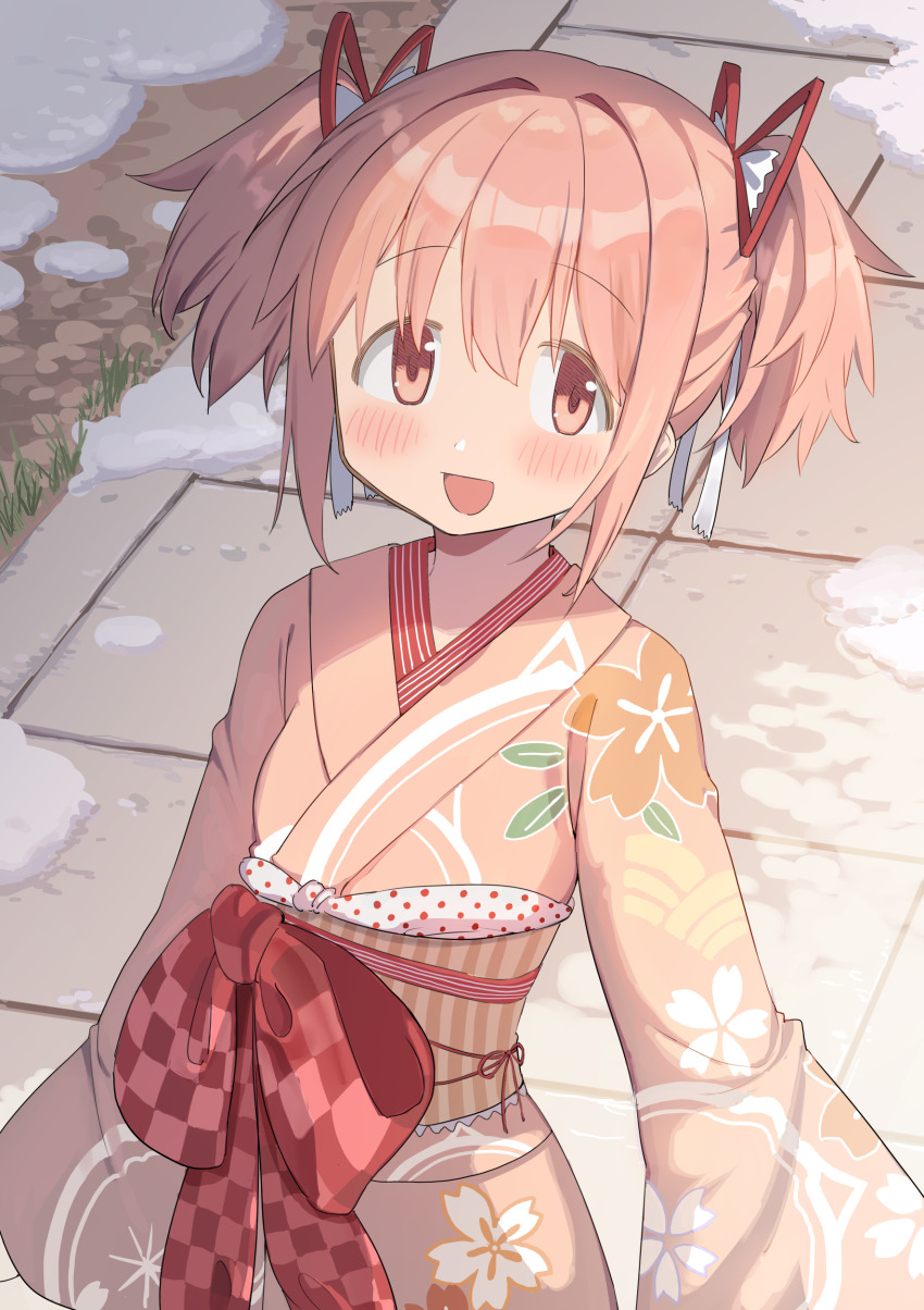 1girl, :d, absurdres, blush, child, cocoa_(ultra_mdk), commentary_request, floral_print