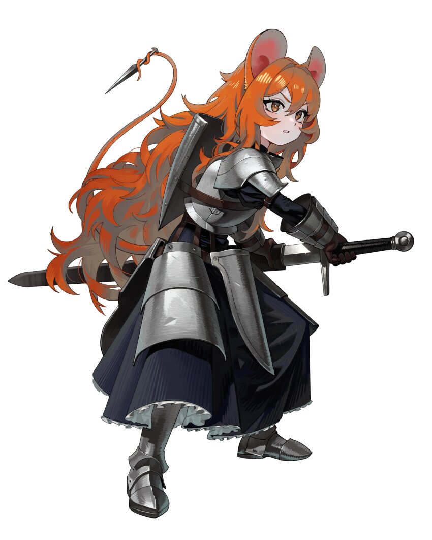 1girl, absurdres, animal_ears, armor, bracer, frills, gemi_ningen, highres