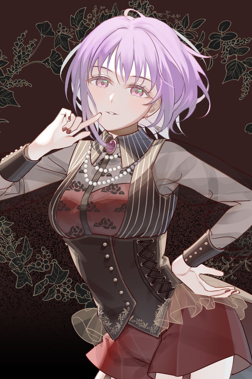 1girl, absurdres, amoris_(bang_dream!), bang_dream!, bang_dream!_it's_mygo!!!!!, black_background, black_corset, breasts