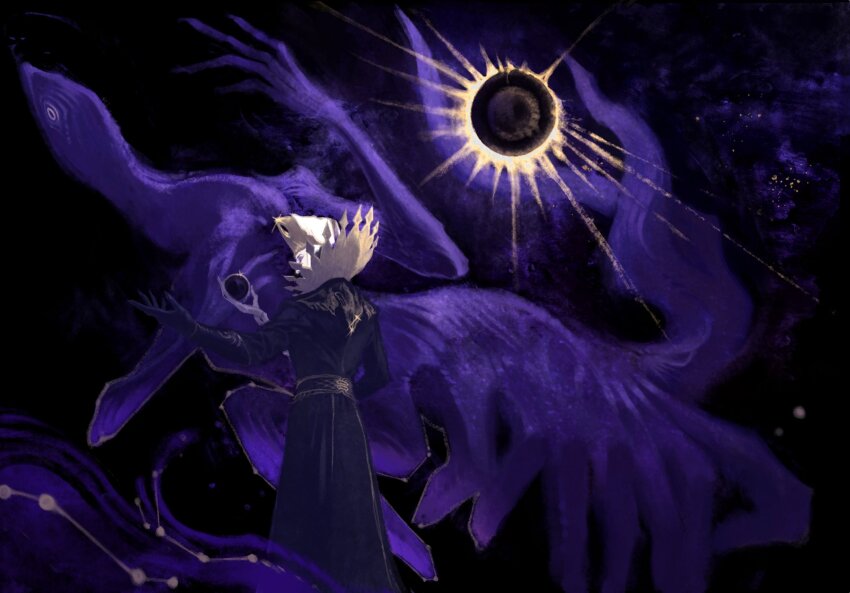 1boy, belt, black_hole, count_ymir, cruentum_noctis, dark_background, elden_ring, elden_ring:_shadow_of_the_erdtree