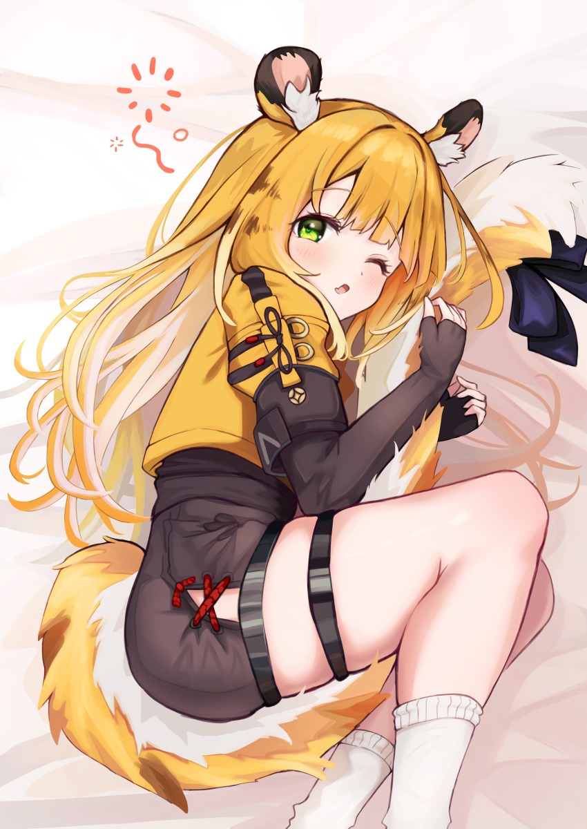 1girl, absurdres, animal_ear_fluff, animal_ears, blonde_hair, blush, calamy, cropped_jacket