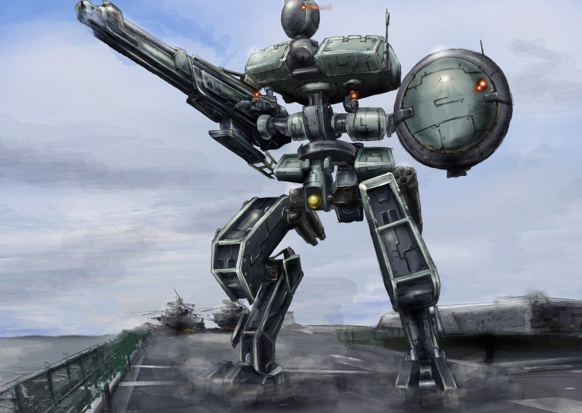 kihou_no_gotoku_dmc, mecha, metal_gear_(series), metal_gear_solid:_peace_walker, metal_gear_zeke, no_humans, railgun, robot