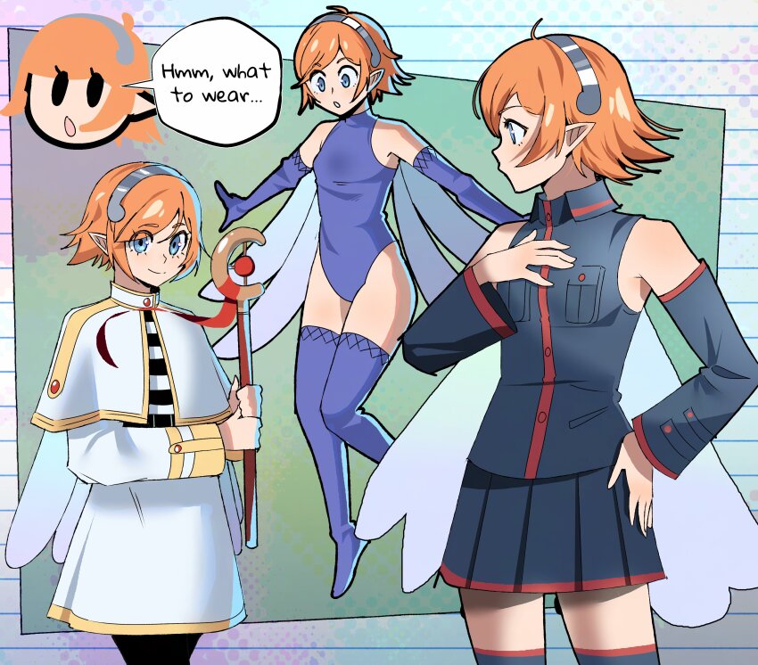 1girl, absurdres, alternate_costume, bare_shoulders, black_shirt, black_skirt, black_thighhighs, blue_eyes