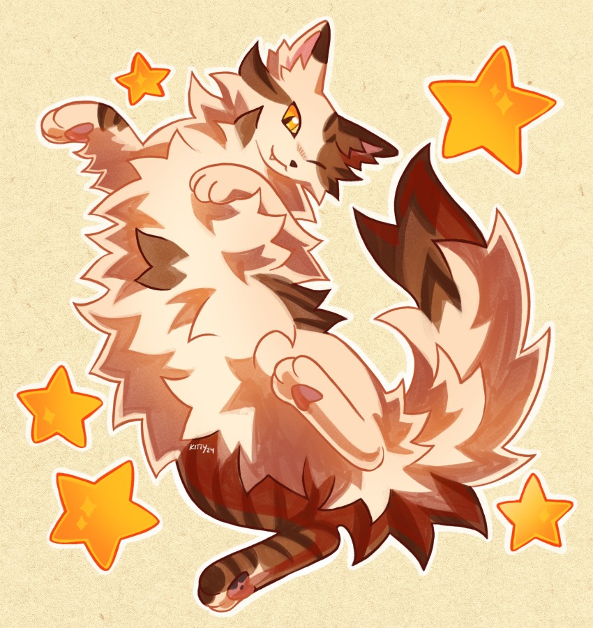 :3, a_starless_clan, animal, animal_focus, brown_fur, cat, fang, fluffy